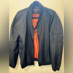 Michael Kors Black Bomber Jacket with Orange Lining